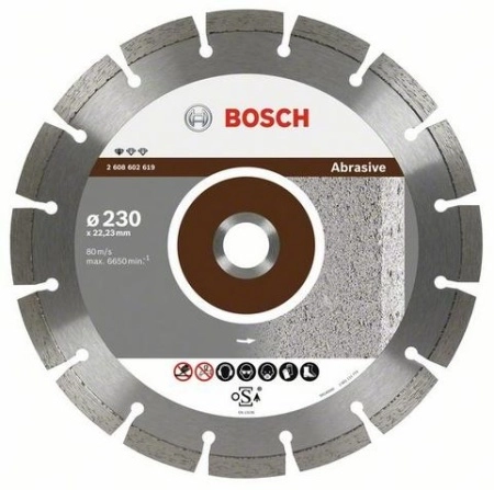 Круг алмазный BOSCH STANDARD FOR ABRASIVE (2608602619) Ф230х22мм по песчанику