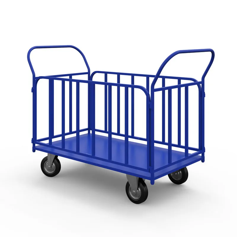 фото тележка платформенная с трубчатыми бортами тб 1 (500х800) г/п 450 кг.160 серая резина